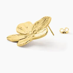 Histoire d'Or Boucles D'oreilles Puces Barbade Acier Jaune