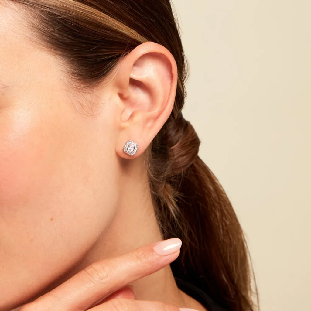 Histoire d'Or Boucles D'oreilles Puces Baroque Party Argent Blanc Oxyde De Zirconium Hot