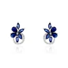 Histoire d'Or Boucles D'oreilles Puces Bouquet Or Blanc Saphir Et Diamant