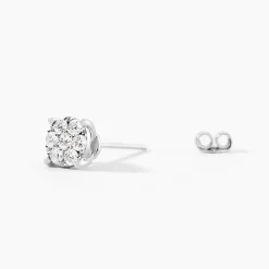 Histoire d'Or Boucles D'oreilles Puces Charlene Or Blanc Diamant Synthetique or blanc diamant synthétique blanc New
