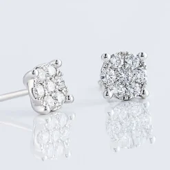 Histoire d'Or Boucles D'oreilles Puces Charlene Or Blanc Diamant Synthetique or blanc diamant synthétique blanc New