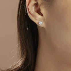 Histoire d'Or Boucles D'oreilles Puces Charlene Or Blanc Diamant Synthetique or blanc diamant synthétique blanc New