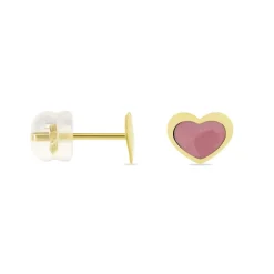 Histoire d'Or Boucles D'oreilles Puces Coeurs Or Jaune