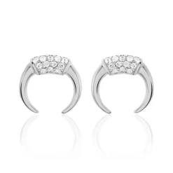 Histoire d'Or Boucles D'oreilles Puces Corneliana Argent Blanc Oxyde De Zirconium New
