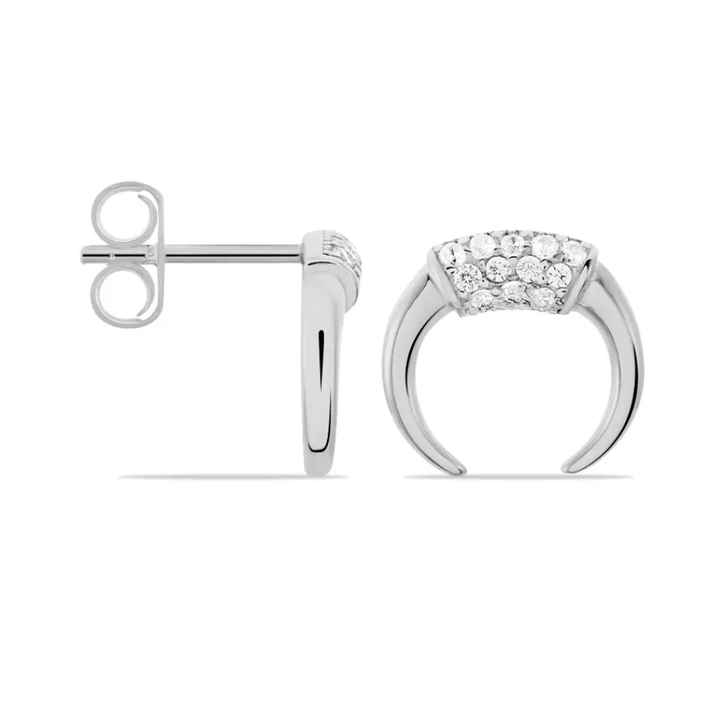 Histoire d'Or Boucles D'oreilles Puces Corneliana Argent Blanc Oxyde De Zirconium New