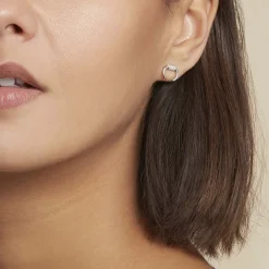 Histoire d'Or Boucles D'oreilles Puces Corneliana Argent Blanc Oxyde De Zirconium New