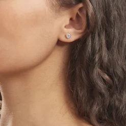 Histoire d'Or Boucles D'oreilles Puces Coeur Serti Clos Or Blanc Oxyde De Zirconium Outlet