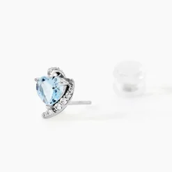 Histoire d'Or Boucles D'oreilles Puces Coeur In Love Or Blanc Topaze Et Oxyde
