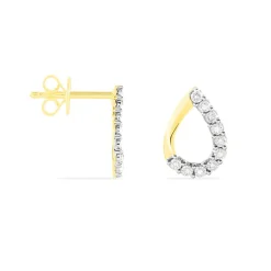Histoire d'Or Boucles D'oreilles Puces Chrystalise Or Jaune Diamant New