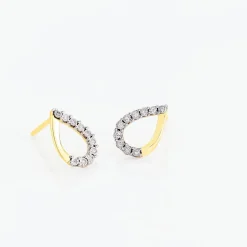 Histoire d'Or Boucles D'oreilles Puces Chrystalise Or Jaune Diamant New