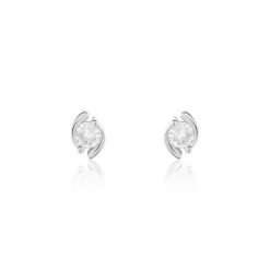 Histoire d'Or Boucles D'oreilles Puces Couteau Argent Blanc Oxyde De Zirconium Best