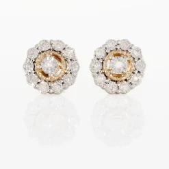 Histoire d'Or Boucles D'oreilles Puces Charletta Or Jaune Diamant New