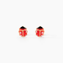 Histoire d'Or Boucles D'oreilles Puces Coccinella Or Jaune Oxyde De Zirconium New