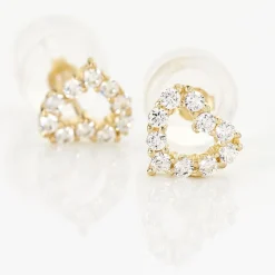 Histoire d'Or Boucles D'oreilles Puces Coeur Ajoure Or Jaune Oxyde De Zirconium Sale