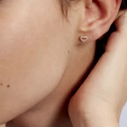 Histoire d'Or Boucles D'oreilles Puces Coeur Ajoure Or Jaune Oxyde De Zirconium Sale