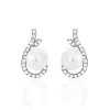 Histoire d'Or Boucles D'oreilles Puces Cyrana Argent Blanc Perle De Culture Et Oxyde