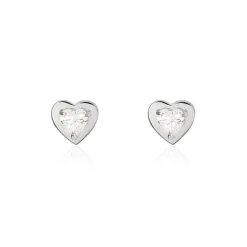 Histoire d'Or Boucles D'oreilles Puces Daria Coeur Plein Or Blanc Oxyde De Zirconium Outlet