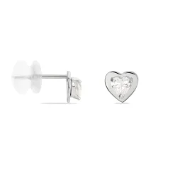 Histoire d'Or Boucles D'oreilles Puces Daria Coeur Plein Or Blanc Oxyde De Zirconium Outlet