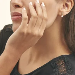 Histoire d'Or Boucles D'oreilles Puces Dominga Or Jaune Perle De Culture Et Oxyde New