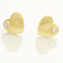 Histoire d'Or Boucles D'oreilles Puces Daria Coeur Plein Or Jaune Oxyde De Zirconium Best