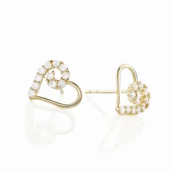 Histoire d'Or Boucles D'oreilles Puces Daria C艙ur De Zirconium or jaune oxyde Clearance