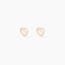 Histoire d'Or Boucles D'oreilles Puces Daria Coeur Plein Or Jaune Oxyde De Zirconium Best