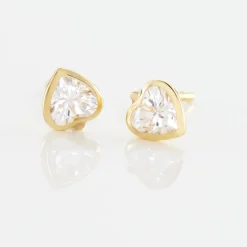 Histoire d'Or Boucles D'oreilles Puces Daria Coeur Plein Or Jaune Oxyde De Zirconium Best