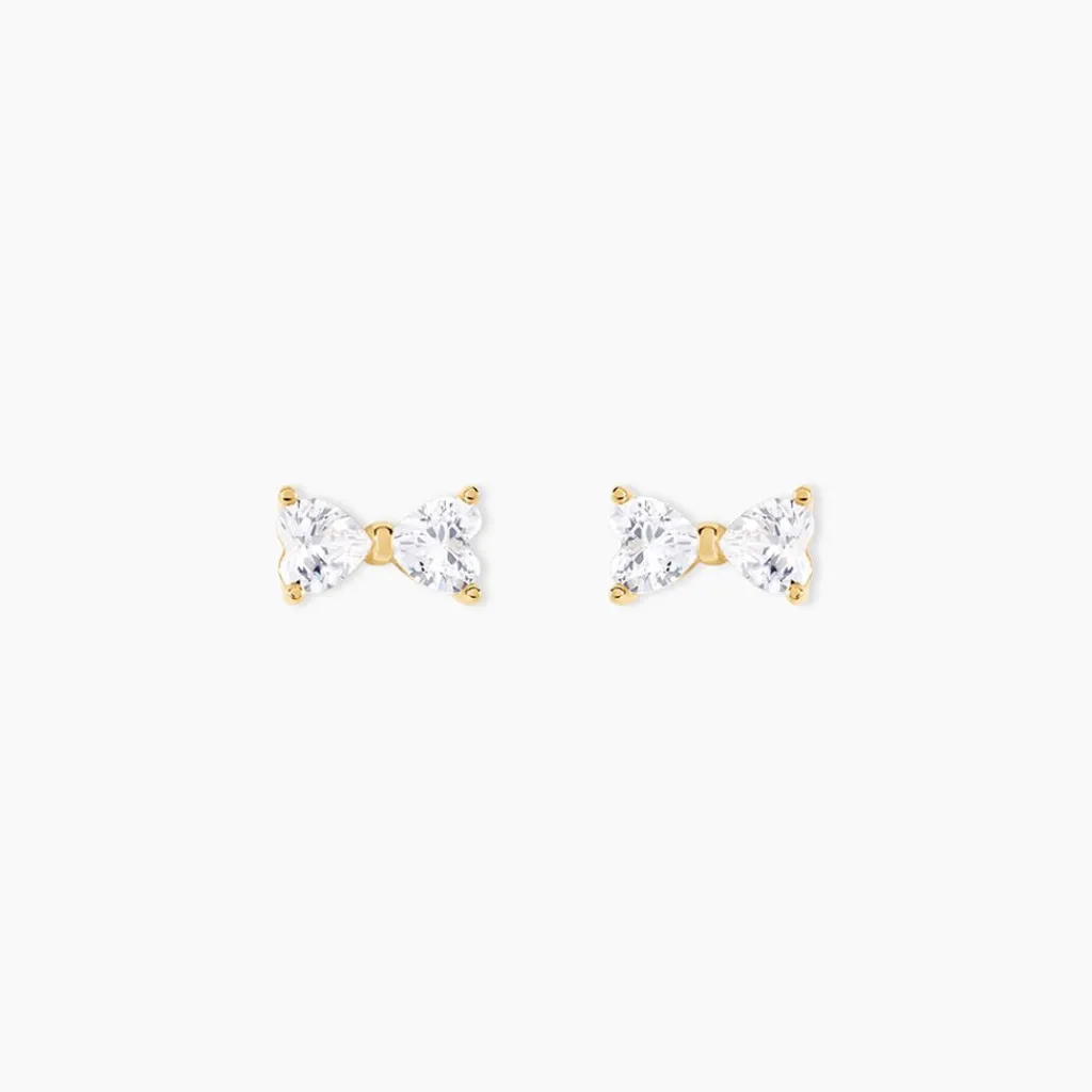 Histoire d'Or Boucles D'oreilles Puces Darina Noeud Or Jaune Oxyde De Zirconium Clearance
