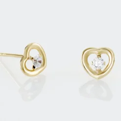 Histoire d'Or Boucles D'oreilles Puces Daria C艙ur Or Jaune Oxyde De Zirconium Outlet