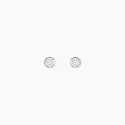 Histoire d'Or Boucles D'oreilles Puces Daria Serti Clos Or Blanc Oxyde De Zirconium Outlet