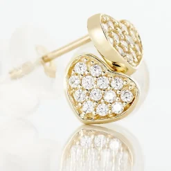 Histoire d'Or Boucles D'oreilles Puces Daria Coeur Plein Or Jaune Oxyde De Zirconium Online