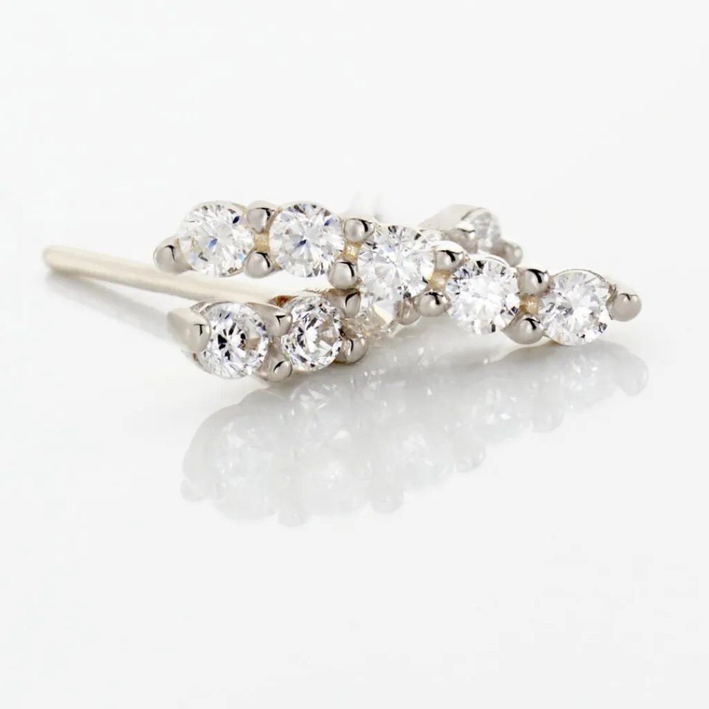 Histoire d'Or Boucles D'oreilles Puces Dahina Or Blanc Oxyde De Zirconium Clearance