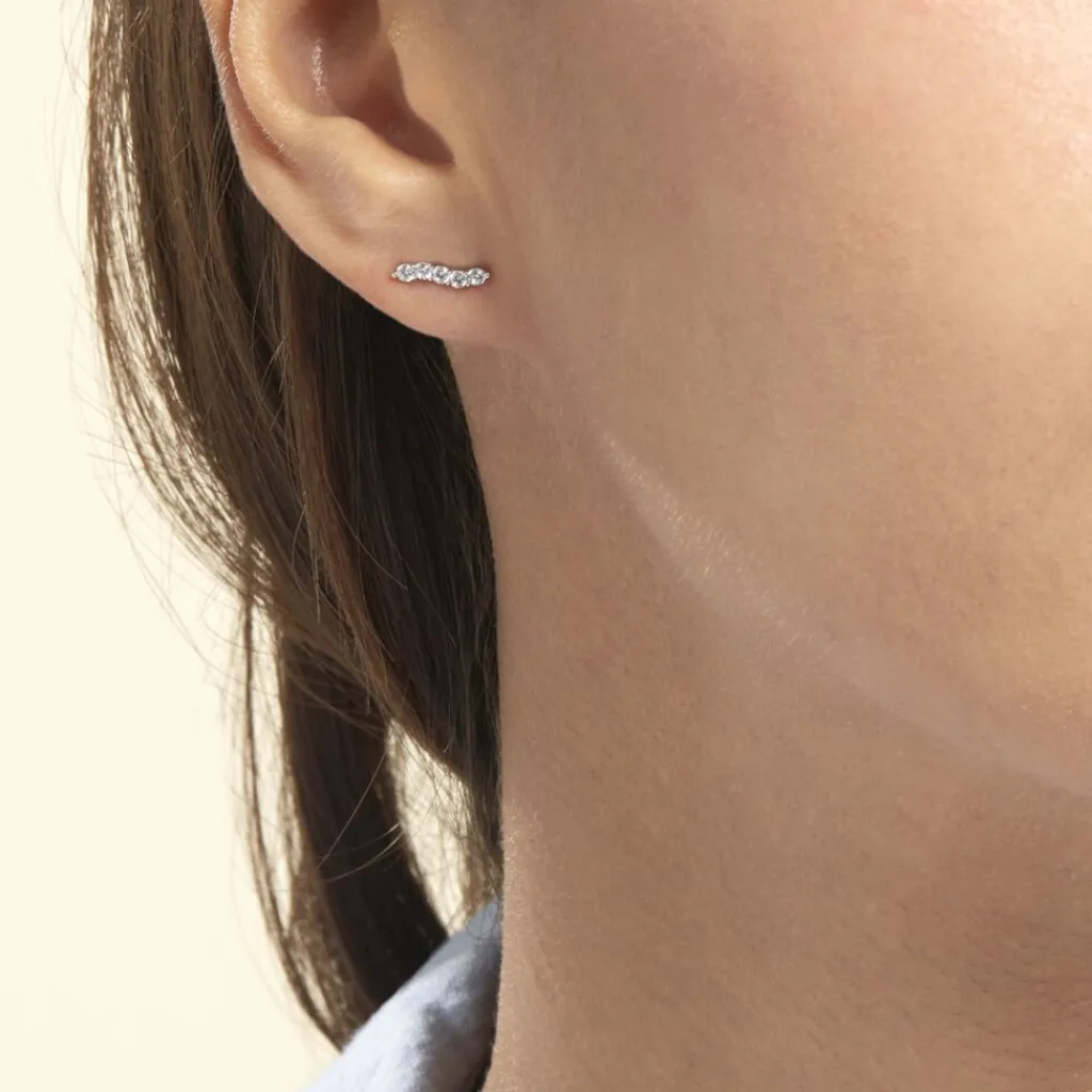 Histoire d'Or Boucles D'oreilles Puces Dahina Or Blanc Oxyde De Zirconium Clearance