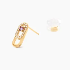 Histoire d'Or Boucles D'oreilles Puces Deonne Or Jaune Améthyste Oxyde De Zirconium Sale