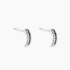 Histoire d'Or Boucles D'oreilles Puces Demi Lune Or Blanc Diamant Hot