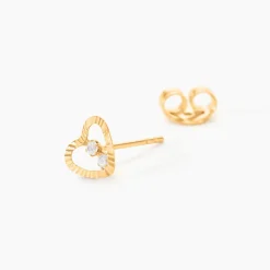 Histoire d'Or Boucles D'oreilles Puces Daria C艙ur 6 Or Jaune Oxyde Sale