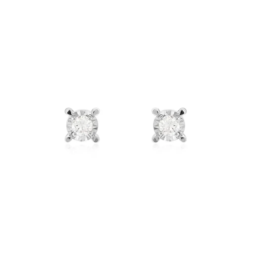 Histoire d'Or Boucles D'oreilles Puces Diamotion or blanc diamant Discount