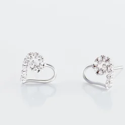 Histoire d'Or Boucles D'oreilles Puces Daria C艙ur De Zirconium or blanc oxyde Discount