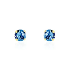 Histoire d'Or Boucles D'oreilles Puces daria Serti Griffe 3 Or Jaune Oxyde New