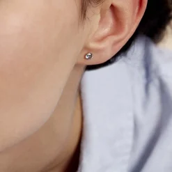 Histoire d'Or Boucles D'oreilles Puces daria Serti Griffe 3 Or Jaune Oxyde New