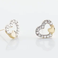 Histoire d'Or Boucles D'oreilles Puces Daria Double Coeurs Or Jaune Oxyde Clearance