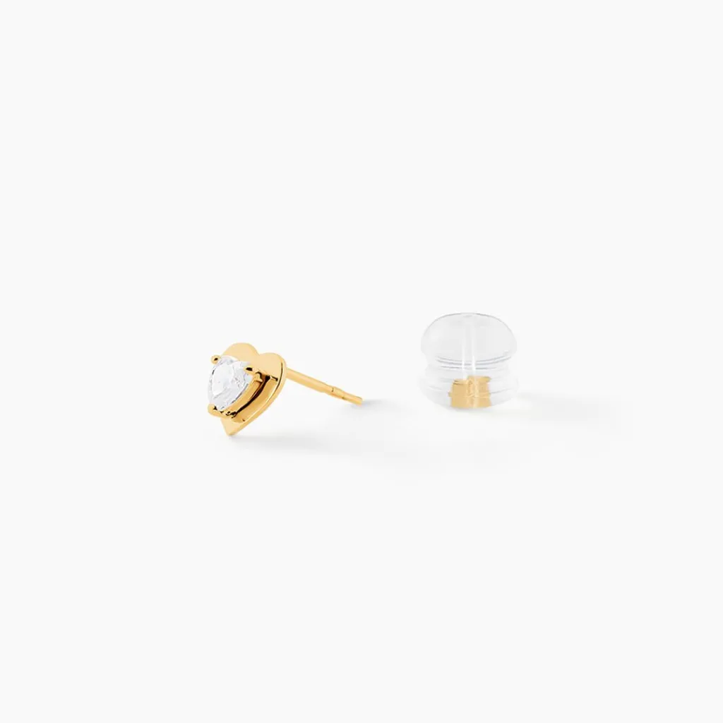 Histoire d'Or Boucles D'oreilles Puces Daria Coeur Plein Or Jaune Oxyde De Zirconium Discount