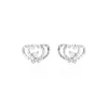 Histoire d'Or Boucles D'oreilles Puces Daria Double Coeurs Or Blanc Oxyde Sale
