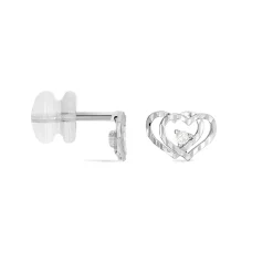 Histoire d'Or Boucles D'oreilles Puces Daria Double Coeurs Or Blanc Oxyde Sale