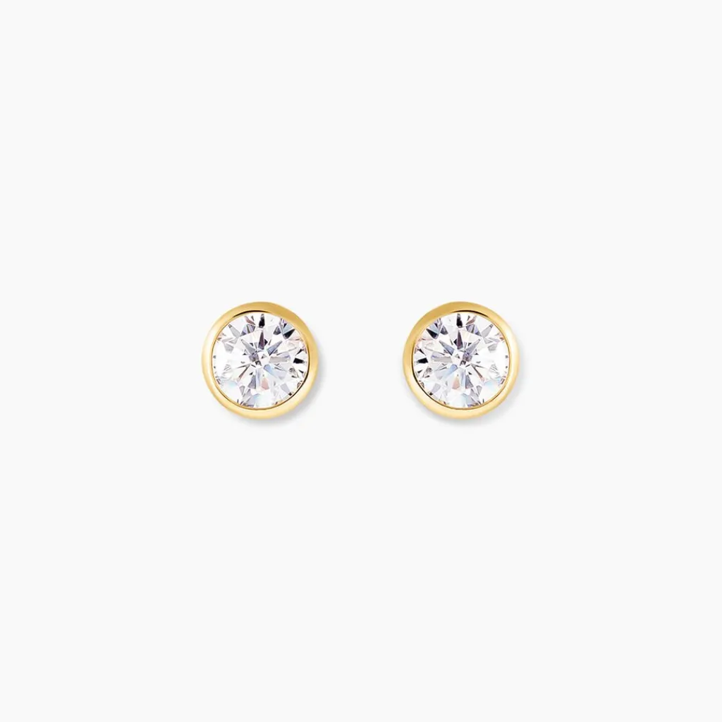Histoire d'Or Boucles D'oreilles Puces Daria Serti Clos Or Jaune Oxyde De Zirconium Sale