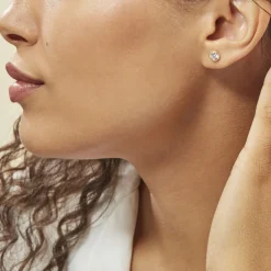 Histoire d'Or Boucles D'oreilles Puces Daria Serti Clos Or Jaune Oxyde De Zirconium Sale