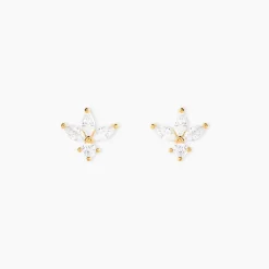 Histoire d'Or Boucles D'Oreilles Puces Daithi Or Jaune Oxyde De Zirconium New