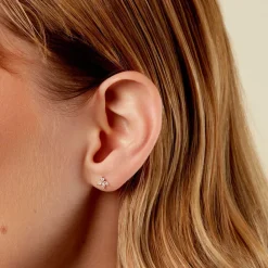 Histoire d'Or Boucles D'Oreilles Puces Daithi Or Jaune Oxyde De Zirconium New