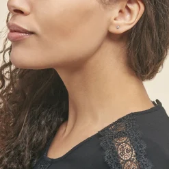 Histoire d'Or Boucles D'oreilles Puces daria Serti Griffe 2 Or Jaune Oxyde Discount