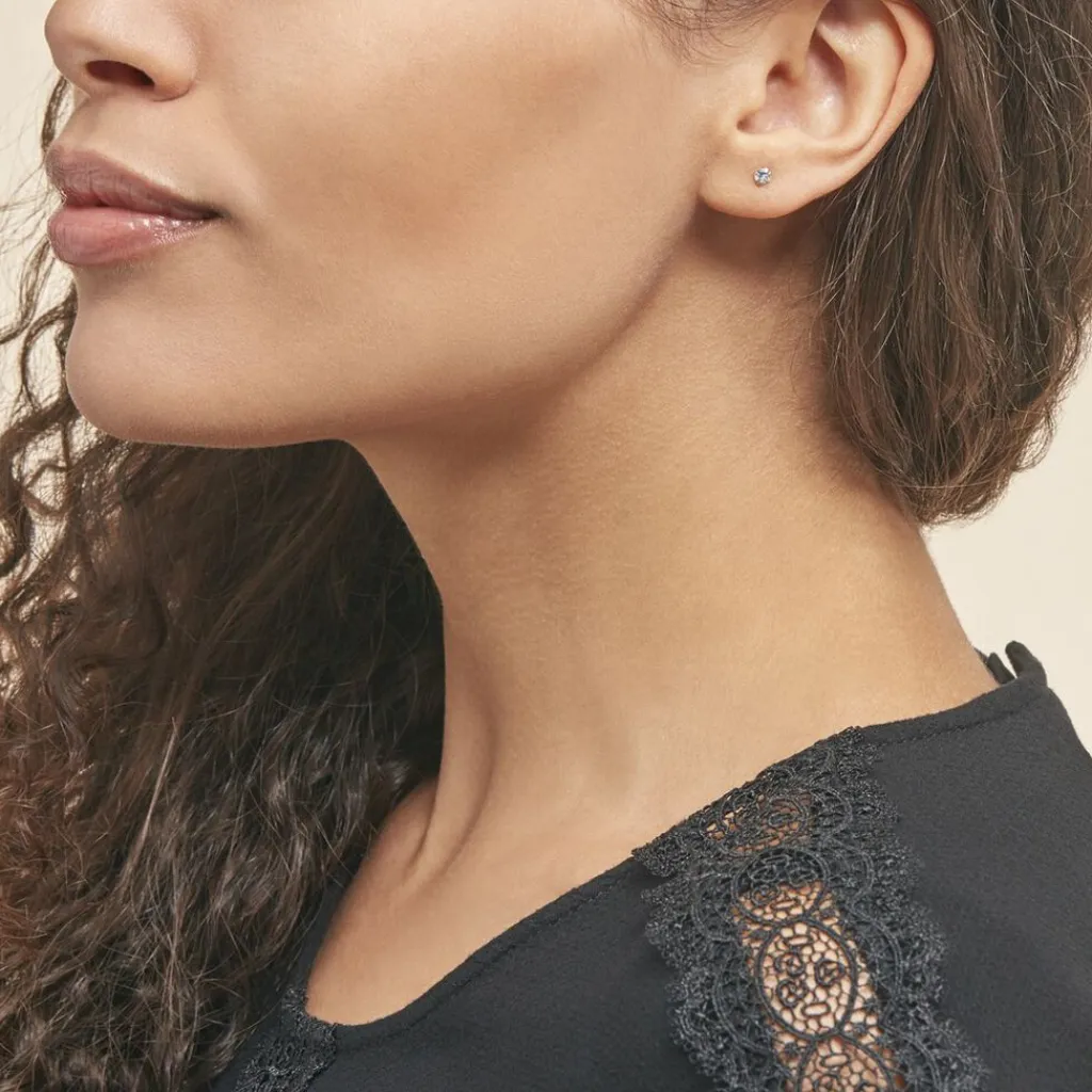 Histoire d'Or Boucles D'oreilles Puces daria Serti Griffe 2 Or Jaune Oxyde Discount